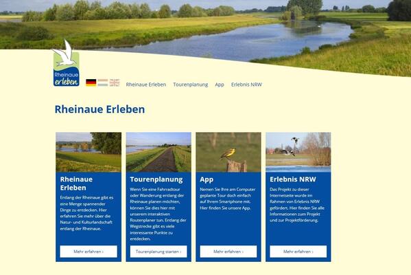 Webportal & App für Rheinaue-Naturtourismus im Kreis Kleve.